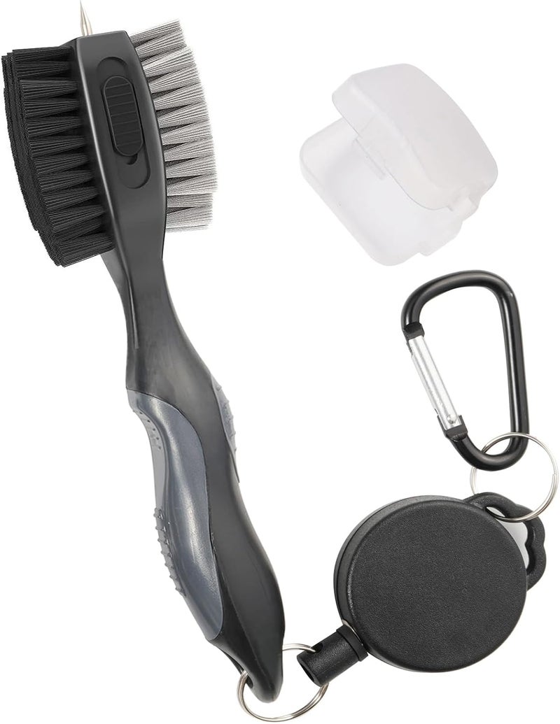 Lesunsul Golf Club Brushes, Golf Cleaning Tool, with Retractable Cleaning Nails, Nylon and Wire Bristles Oversize Double Brush Head with 2ft Retractable Zip-line Metal Buckle - Image 1